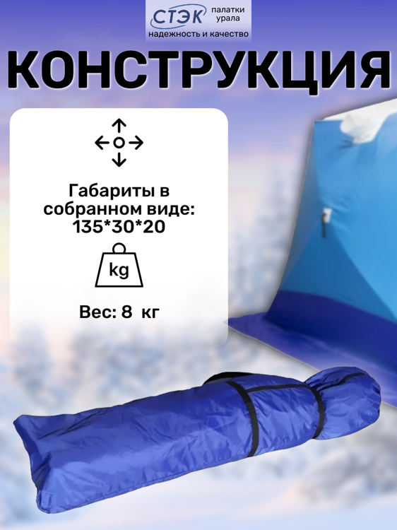 Палатка для зимней рыбалки "Стэк" Куб-2 трехслойная дышащая